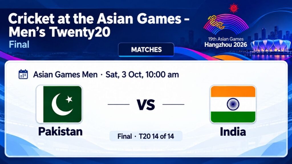 India vs Pakistan Asian Games 2026 men's cricket final match